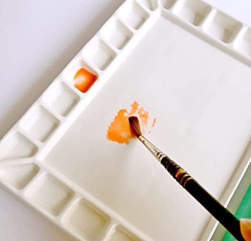 Bower Bird Ceramic Watercolor Palette 18well Rectangle Artist Professional Paint Palette for Acrylic,Gouache Painting Ceramic Mixing Tray (Porcelain) (7.8x5.7in(with Box))