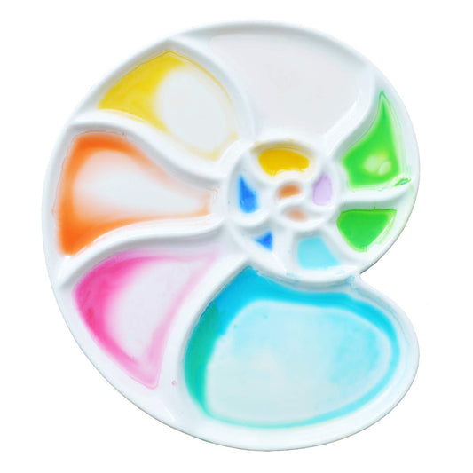 Bower Bird Ceramic Paint Palette Round Conch，Artist Professional Porcelain Watercolor Palette，Acrylic Gouache Watercolor Mixing Tray-6.7Inch